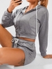 French Terry Zip Pocket Hoodie and Shorts Set Xl Gray