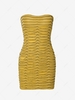 Frilled Textured Slinky Tube Mini Dress M Yellow