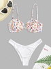 Frilled Underwire Floral Cheeky Bikini Swimwear White