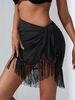 Fringed Beading Embellished Beach Sarong Black