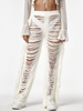 Fringed Distressed Knit Beach Pants M White
