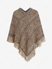 Fringed Zig Zag Poncho Sweater L Multi a