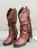 Fringes Detail Chunky Heeled Western Cowboy Boots