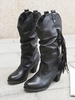 Fringes Detail Chunky Heeled Western Cowboy Boots