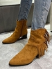 Fringes Side Zip Chunky Heeled Western Boots