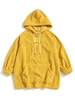 Frog Button Ribbed Fuzzy Hoodie M Yellow