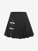 Frog Button Slit Contrast Binding Skater Skirt L Black