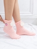 Fuzzy Peach Embroidered 3D Cat-pad Decor Socks