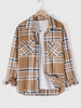 Fuzzy Plaid Pattern Button Fly Shacket Xl Coffee