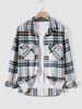Fuzzy Plaid Pattern Button Fly Shacket Xxl Deep green