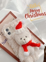Fuzzy Teddy Christmas Bear Decor Mobile Phone Case Suitable For iPhone