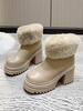 Fuzzy Trim Platform Chunky Boots