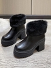 Fuzzy Trim Platform Chunky Boots