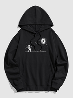 Galaxy Astronaut Golf Printed Pullover Hoodie Xl Black