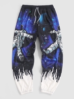 Galaxy Astronaut Painting Print Graphic Sweatpants 2xl Midnight blue