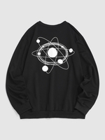 Galaxy Planet Drawing Graphic Sweatshirt Xl Black