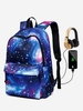 Galaxy Print Backpack with USB Charging Port