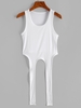 Garter Racer Tank Top M White