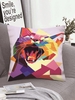 Geo Cat Pattern Short Plush Pillowcase
