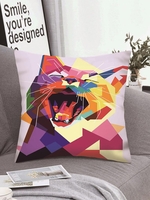 Geo Cat Pattern Short Plush Pillowcase