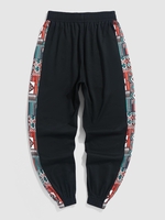 Geo Ethnic Aztec Printed Side Pockets Jogger Pants L Night