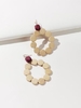 Geo Round Wood Detail Hoop Earrings