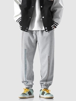 Geometric Drawstring Pocket Jogger Pants L Dark gray