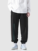 Geometric Drawstring Pocket Jogger Pants Xl Black