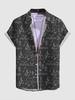 Geometric Figure Pattern Short Sleeves Shirt M Black