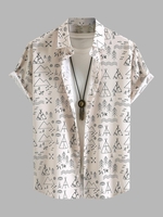 Geometric Figure Pattern Short Sleeves Shirt S Multi b
