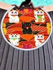 Geometric Pattern Fortune Cat Printed Tassel Decor Beach Towel