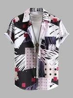 Geometric Pattern Front Pocket Shirt L Multi a