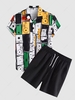 Geometric Print Shirt And Shorts Two Piece Set S Multi s