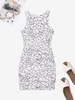 Geometric Ruched Bodycon Tank Dress M White
