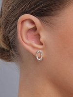 Geometric Shape Metal Glass Embellish Stud Earrings