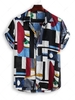 Geometric Spliced Print Vintage Button Down Shirt 2xl Multi a