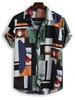 Geometric Spliced Print Vintage Button Down Shirt 2xl Multi b