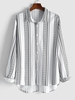 Geometric Stripe Print Long Sleeve Shirt 2xl White