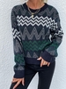 Geometric Zig Zag Graphic Crew Neck Sweater L