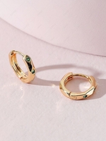 Geometric Zircon Huggies Earrings