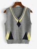Geometry V Neck Sweater Vest Gray goose