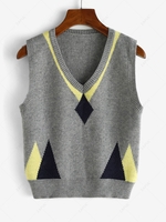 Geometry V Neck Sweater Vest Gray goose