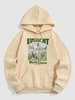 Ghost Graphic Pattern Thermal Lined Hoodie S Light coffee