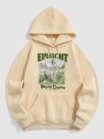 Ghost Graphic Pattern Thermal Lined Hoodie S Light coffee