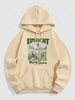 Ghost Graphic Pattern Thermal Lined Hoodie Xl Light coffee