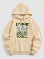 Ghost Graphic Pattern Thermal Lined Hoodie Xl Light coffee