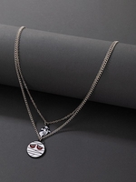 Ghost Halloween Double Layered Pendant Necklace