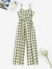 Gingham Cupped Belted Wide Leg Jumpsuit M Multi a