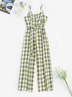 Gingham Cupped Belted Wide Leg Jumpsuit M Multi a