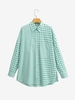 Gingham Drop Shoulder Pocket Shirt S Green
